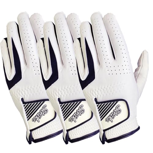 Sports Gear Ltd Golf Gloves Men Pack of 3 Cabretta Leather, for All Weather Conditions, Soft Feel Grip & Comfortable