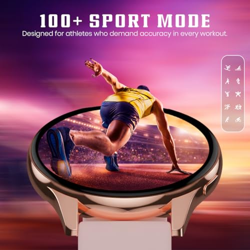 Image of PunnkFunnk Active 5 Smart Watch with 1.3 inch AMOLED HD Display | Bluetooth Calling, AI Voice Assistant, 100+ Sports Modes, Heart Rate & SPO₂ Tracking, IP68 Waterproof for Men & Women- (Pink)