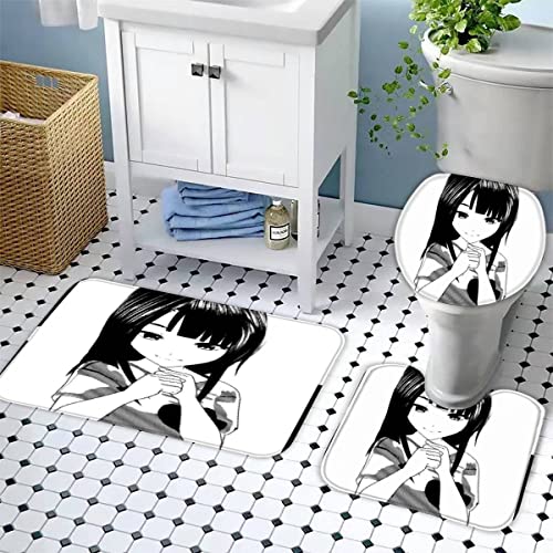 Zifarm Badematte rutschfeste 50x80 cm Anime Badvorleger-Set 3D Drucken Kawaii Manga-Mädchen Mikrofaser Flanell… – Bild 6