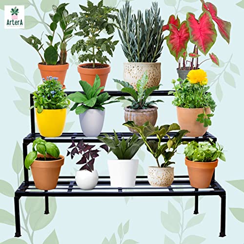 ARTERA 3 Step Stand for Multiple Plants and Pots Stand || Gardening Stand, Indoor Outdoor Premium Strong Durable Flower Pot Stand || Gamla Stand || whether the stand is made of iron || set of 1