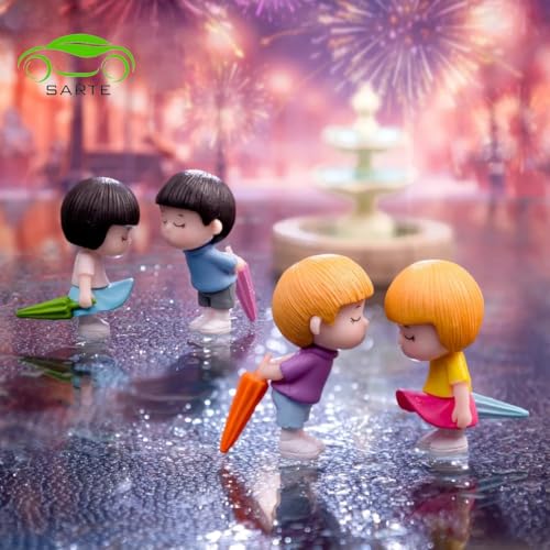 Image of SARTE Car Dashboard Toys - Adorable Couple Figurine with 1 Boy and 1 Girl Balloon, Perfect Car Decoration and Gift for Car Lovers, Includes 4 Resin Adhesive Stickers (Random Color)