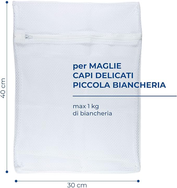 6 sacchetti per la biancheria in rete con cerniera, grandi sacchetti