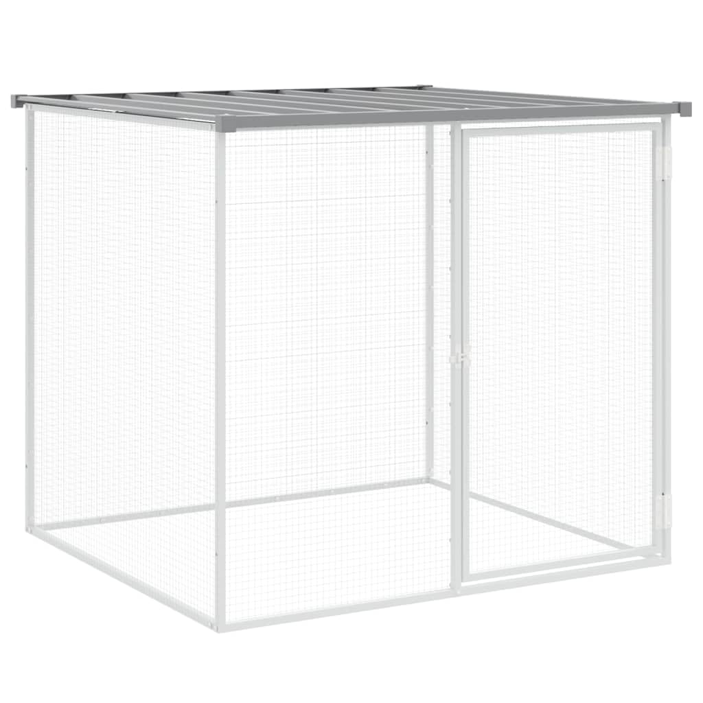 Hühnerkäfig mit Dach Hellgrau aus verzinktem Stahl 603x98x90 cm, inkl. 5 Erweiterungskäfige, Schutz für Kleintiere, ideal als Freilauf