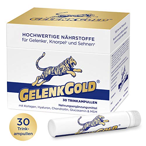 GelenkGold Gelenk-Ampullen 30 Kollagen Trinkampullen á 25ml, Collagen Drink mit Hyaluronsäure für Gelenke Knorpel und Sehnen