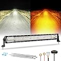 Auxbeam 30Inch 180W Amber White LED Light Bar 6 Modes Dual Color Offroad Spot Flood Combo Flashing Strobe Off-Road Auxiliary Fog Light for Trucks Jeep ATV UTV Car Boat