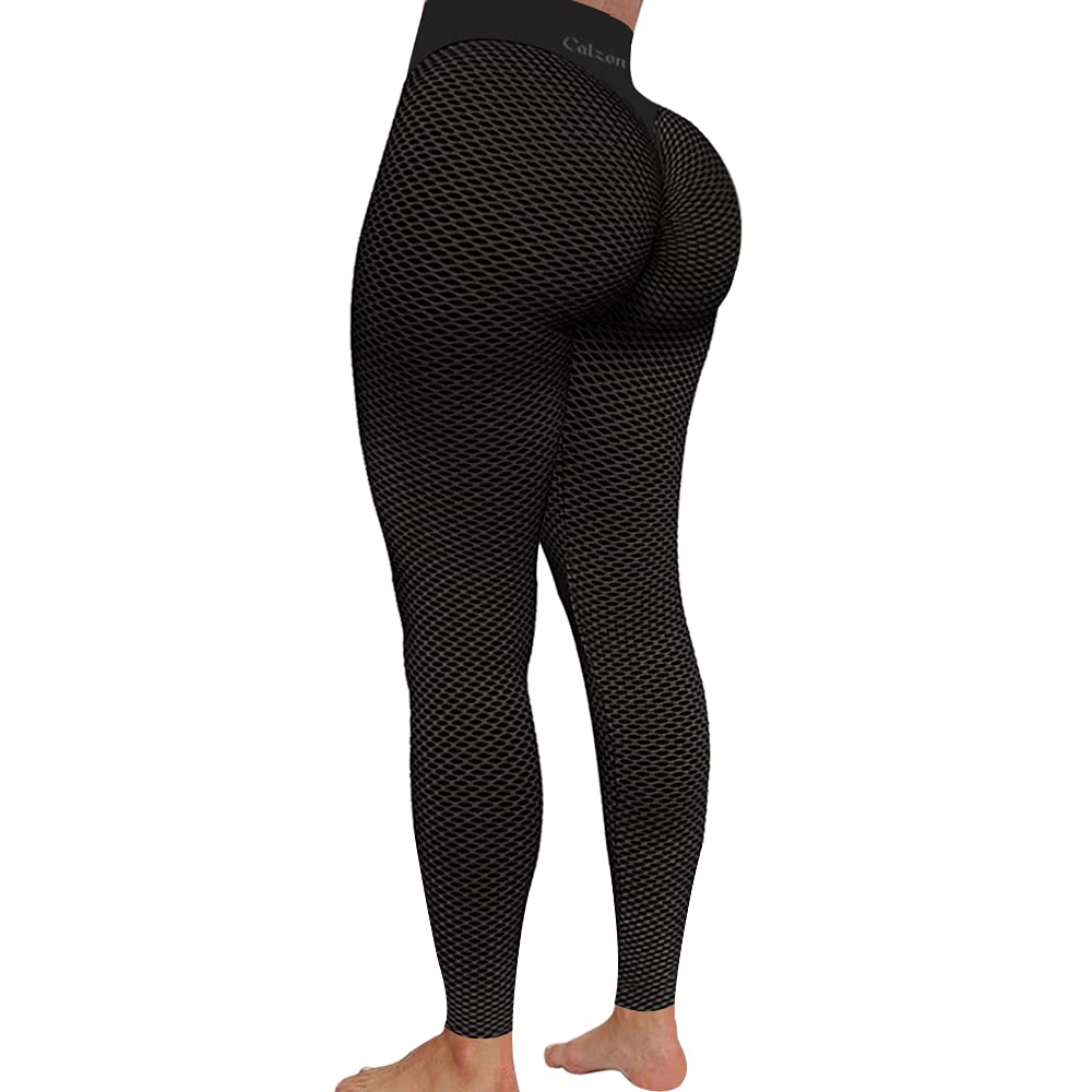 Calzon TIK Tok Butt Lifting Leggings, Women’s High Waist Textured Yoga Pants, Tummy Control Workout Tights for Sports Running