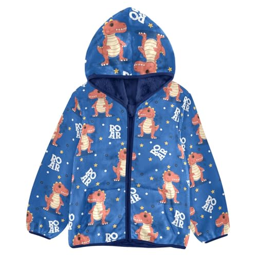 Cute Dinosaur Cartoon Girls Fleece Jacket Girls Fall Jacket Girls Zip Up Hoodie Girls Sherpa Jacket 2-10T