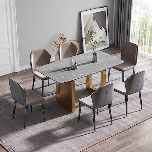 63" Marble Dining Table for Up to 6, Curved Kitchen