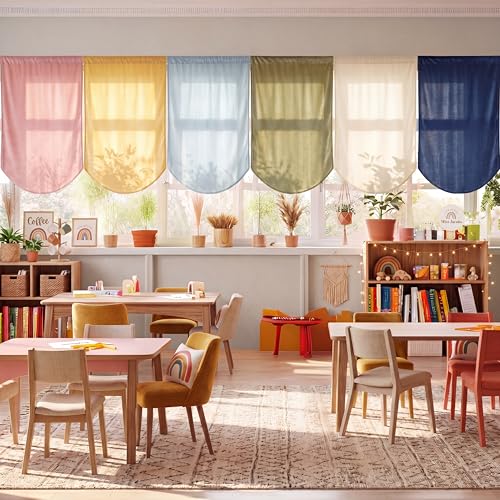 SmoothNovelty 6 Pcs School Classroom Curtains Back to Classroom Colorful Curtains for Kindergarten Daycare Primary Bedroom Playroom Room Decor (Boho)