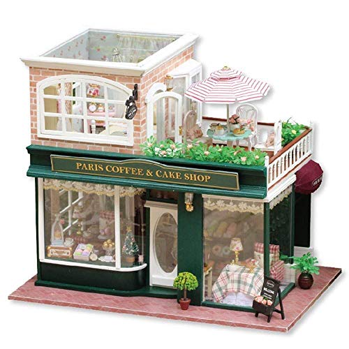 Häuser für Minipuppen Französische Kaffeetour , DIY Miniatur-Puppenhaus , für Erwachsene Puppenhaus mit Möbeln und…