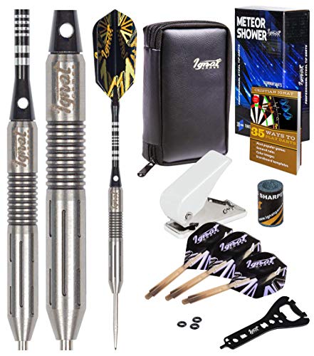 IgnatGames Steel Tip Darts Set - Professional Tungsten Darts with Stylish Wallet, Aluminum and Polycarbonate Shafts with Rubber O'Rings + Standard and Slim Flights + Darts Sharpener + Darts Wrench