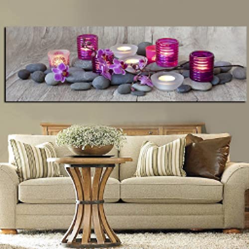 Impression sur toile orchidée fleurs spa de qualité premium pour décoration murale 45x130