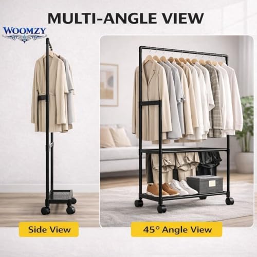 Image of ๐๐ข๐ฆ๐ ๐๐ฅ Heavy-Duty ๐ ๐ฒ๐๐ฎ๐น Hanger Stand for ๐๐น๐ผ๐๐ต๐ฒ๐ Hanging, Garment ๐ฆ๐๐ฎ๐ป๐ฑ ๐ฅ๐ฎ๐ฐ๐ธ Clothe Storage Freestanding ๐๐น๐ผ๐๐ต ๐๐ฎ๐ป๐ด๐ถ๐ป๐ด Stand for Bedroom, Entryway, Living Room