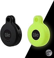 Vista 1 de Funda de silicona para azulejos 2022 con llavero, paquete de 2 fundas protectoras antiarañazos con mosquetón (negro/verde fluorescente)