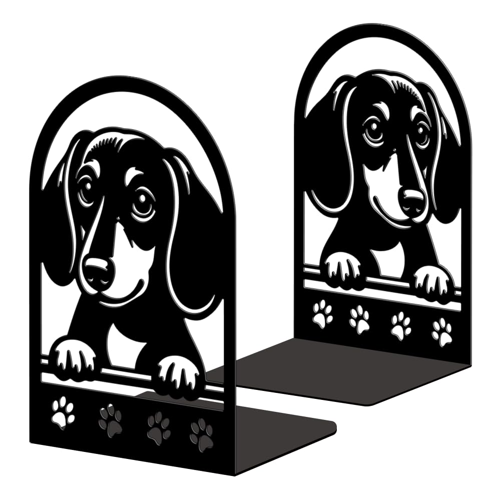 Sujetalibros decorativo moderno de perro salchicha ideal para ordenar el salón y la oficina