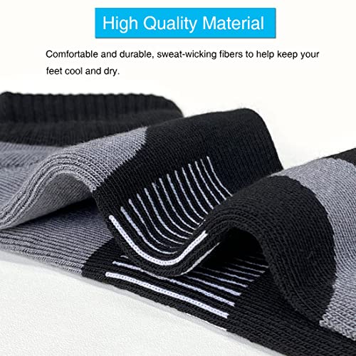 Aptyid Men's Ankle Socks Quarter Running Athletic Cushioned, Size 9-12, Black, 6 Pairs #TOP2