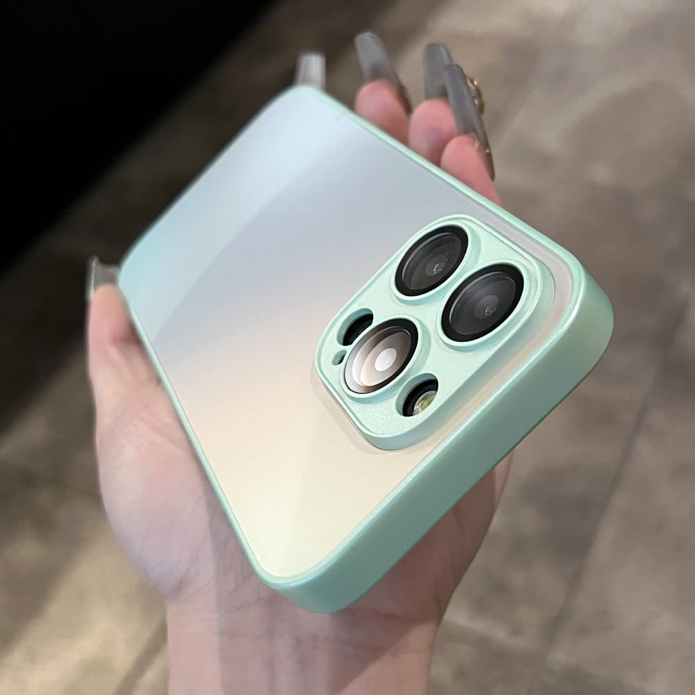 Coque iPhone silicone dégradé bleu mat pailleté avec protection objectif