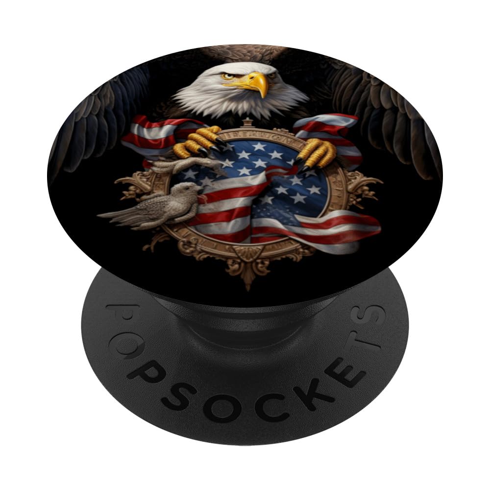 American Bald Eagle with National USA flag PopSockets Swappable PopGrip