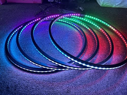 Double Side - 17.5'' RGB Dream Color Chase Million Colors Shift Rim Lights LED Wheel Ring Light w/Turn Signal,Brake Bluetooth/Remote Ctrl for Car Truck