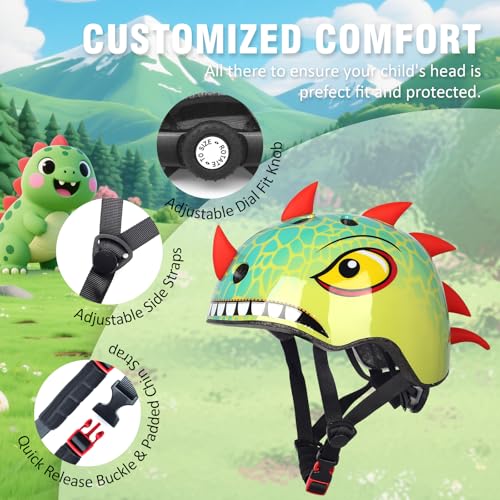 Image of Kids Toddler Bike Helmet, Adjustable and Multi-Sport for Child Boys and Girls, 2 Sizes