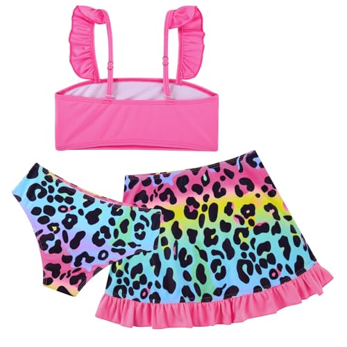 Image of ALISISTER Girls Swimsuit 3 Piece Bathing Suits Summer Bikini Tankini Sets with Cover Up Skirt for 4-12 Years