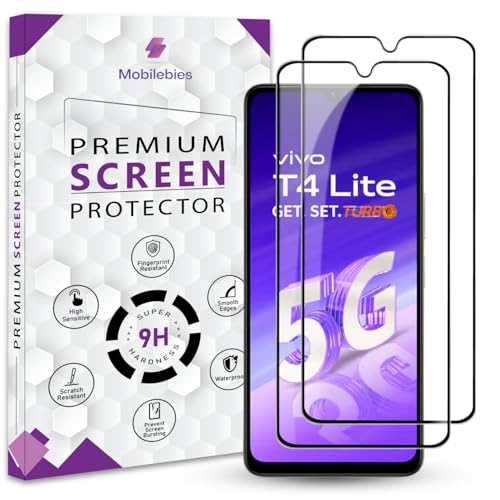 Image of Premium Tempered Glass Screen Protector Guard For Vivo T4 Lite 5G (6.74 Inch, Pack of 2) | Edge to Edge Coverage With Easy to installation kit