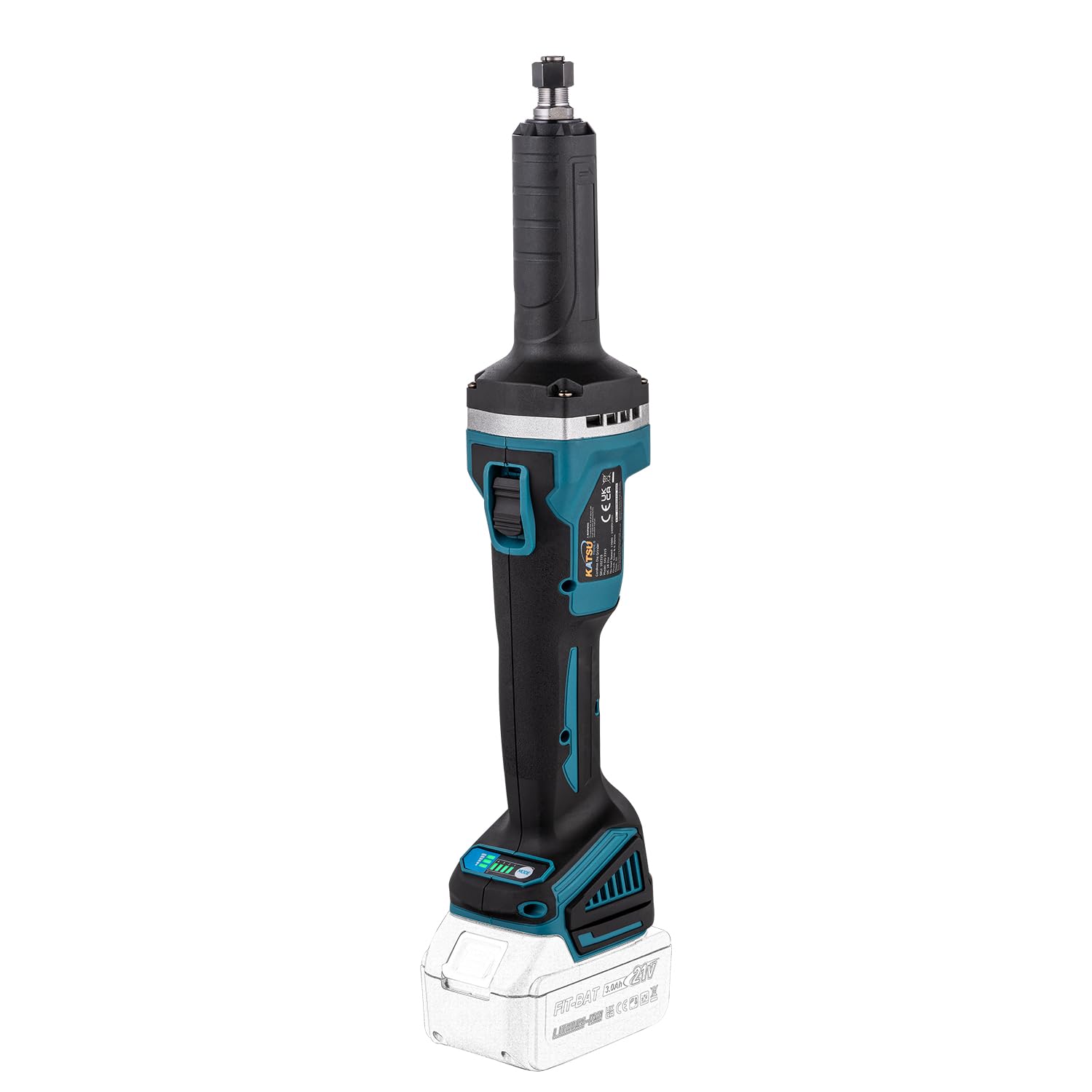 KATSU FIT-BAT 21V Brushless Smerigliatrice Assiale Smerigliatrice Dritta a Batteria con 6mm Mandrino e 4 Velocità Variabili, senza Batteria 102319