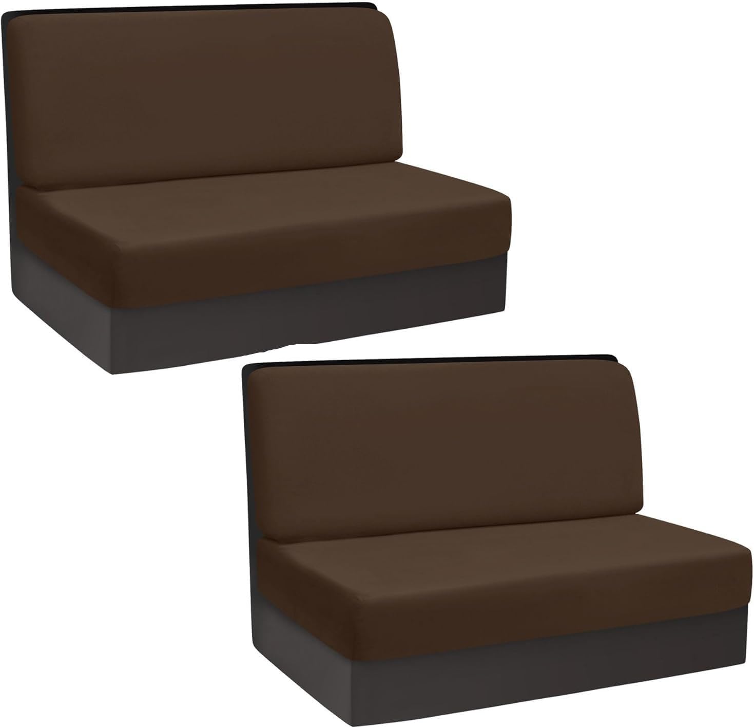 YOPOIY Velvet RV Cushion Covers Dinette Booth Seats Cat Scratch Proof, Stretch Camper Cushion Slipcovers Washable Loveseat Sofa Furniture Protector (Brown,2 Set)