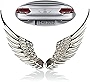 jeseny 2 PCS Car 3D Angel Wings Badges Decals, Car Big Wings Metal Stereo Sticker, 4.9In Safety Warning Anti-Collision Reflective Decorative Stickers, Car/Motorcycle Universal Accessories (Silver)