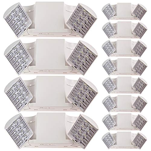 LED Hardwire Emergency Light with Adjustable Heads, Backup Battery (12 Pack)