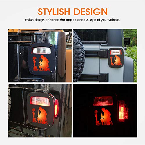 Partol YJ Tail Light Cover For Jeep Wrangler TJ YJ 1987-2006, Exterior Tail Light Guard Protect Shade Hollow Out Rear Tail Light Covers (Soldier)