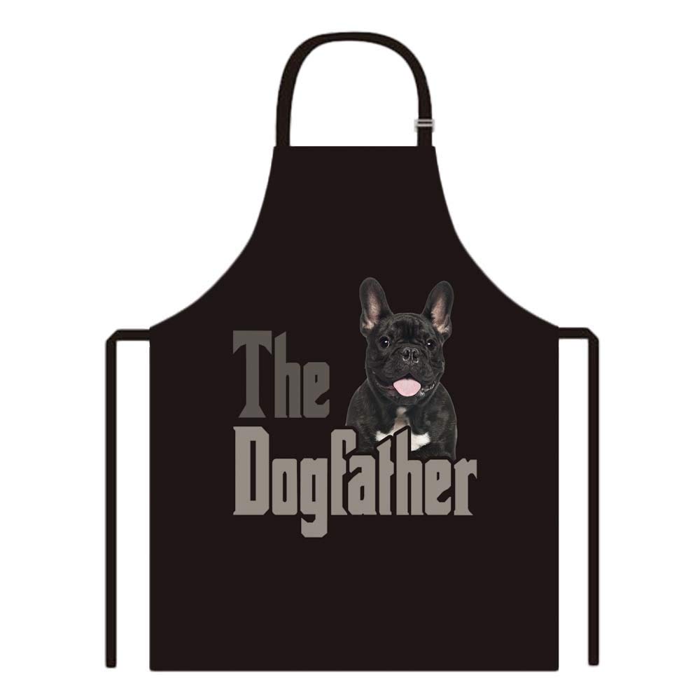BAGEYOU Dog Father Apron with French Bulldog Chef Kitchen Cooking Apron for Men Women