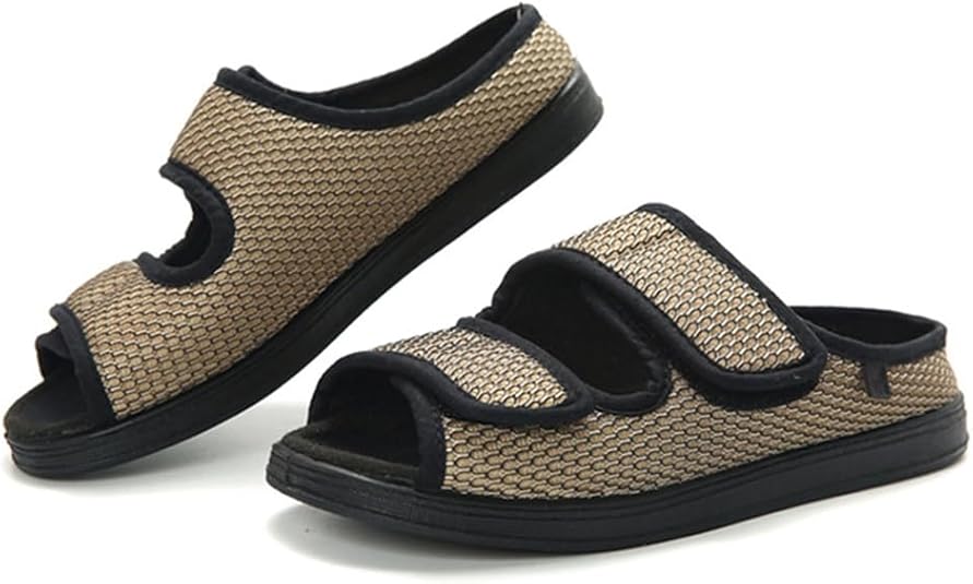 Mens Diabetische Slipper Womens Brede Artritis Oedeem Gezwollen Walking Trainers Gezwollen Wandeltrainers Gezellige Verstelbare Slipbestendige Orthopedische Schoenen voor Senioren, Zwart B, 38 EU