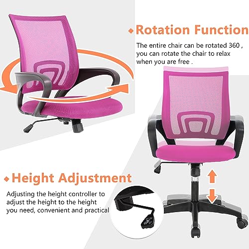 PayLessHere-Home-Office-Chair-Desk-Computer-Chair-Adjustable-Ergonomic-Chair-Lumbar-Support-Armrest-Executive-with-High-Density-Mesh-360-Degree-Swivel-Chair-for-Men-Women-Adults-Chair-Pink