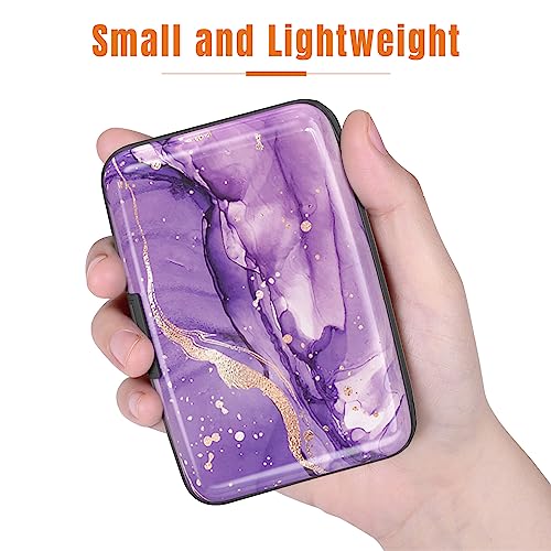 Image of Rimilak Aluminuml Credit Card Holder, Mini Credit Card Wallet RFID Blocking Slim Metal Hard Case for Women Men, Purple Mable