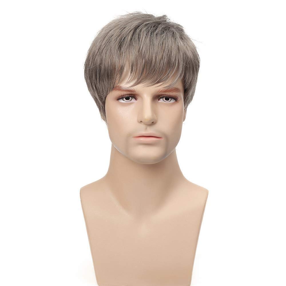 Wiwige Mens Ash Blonde Wig Short Layered Natural Synthetic