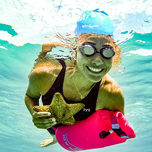 New Wave Swim Buoy For Open Water Swimmers, Triathletes And Just Your Swim Buddies - Tow Float For Safe Swim Training, Kayaking & Snorkeling (Pink Pvc Medium-15L) #TOP2
