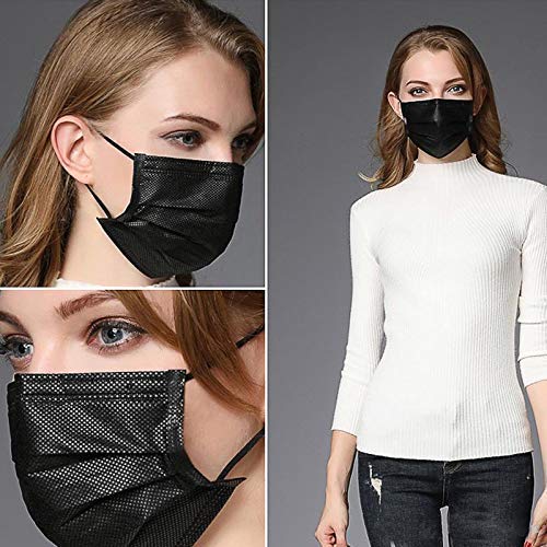Image of DALUCI Nonwoven Fabric 3 Layer Disposable Surgical Face Mask With Nose Clip (Black, Without Valve, Pack Of 100)