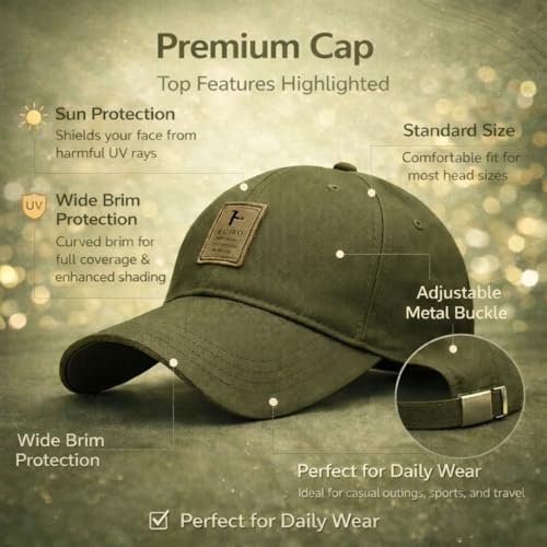 Image of Baseball Cap for Men Original Adjustable Unisex Cap, Mens Caps Stylish, All Sports Type Caps or Hats, Free Size, UV Protection, Sports Cap for Men's, Outdoor Casual Wear (Pack of 1)