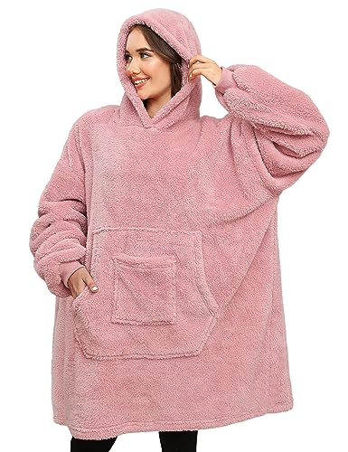 CMTOP Batamantas con Sudadera Mujer Franela Sudaderas con Capucha de Lana para la Primavera de Las Mujeres sofá Manta (Rosa)