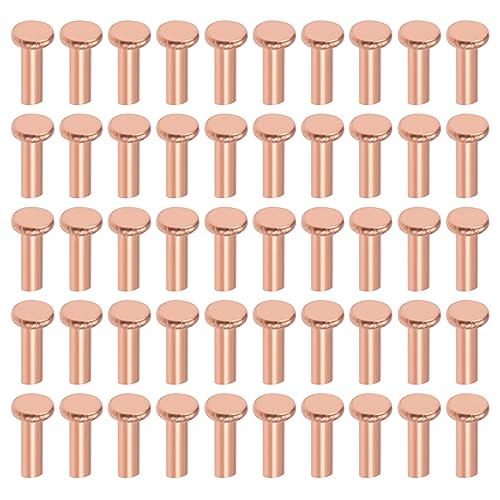 sourcing map 100 Stück 3/32 x 5/16 Flachkopf Kupfer Nägel Nieten Befestigungselemente