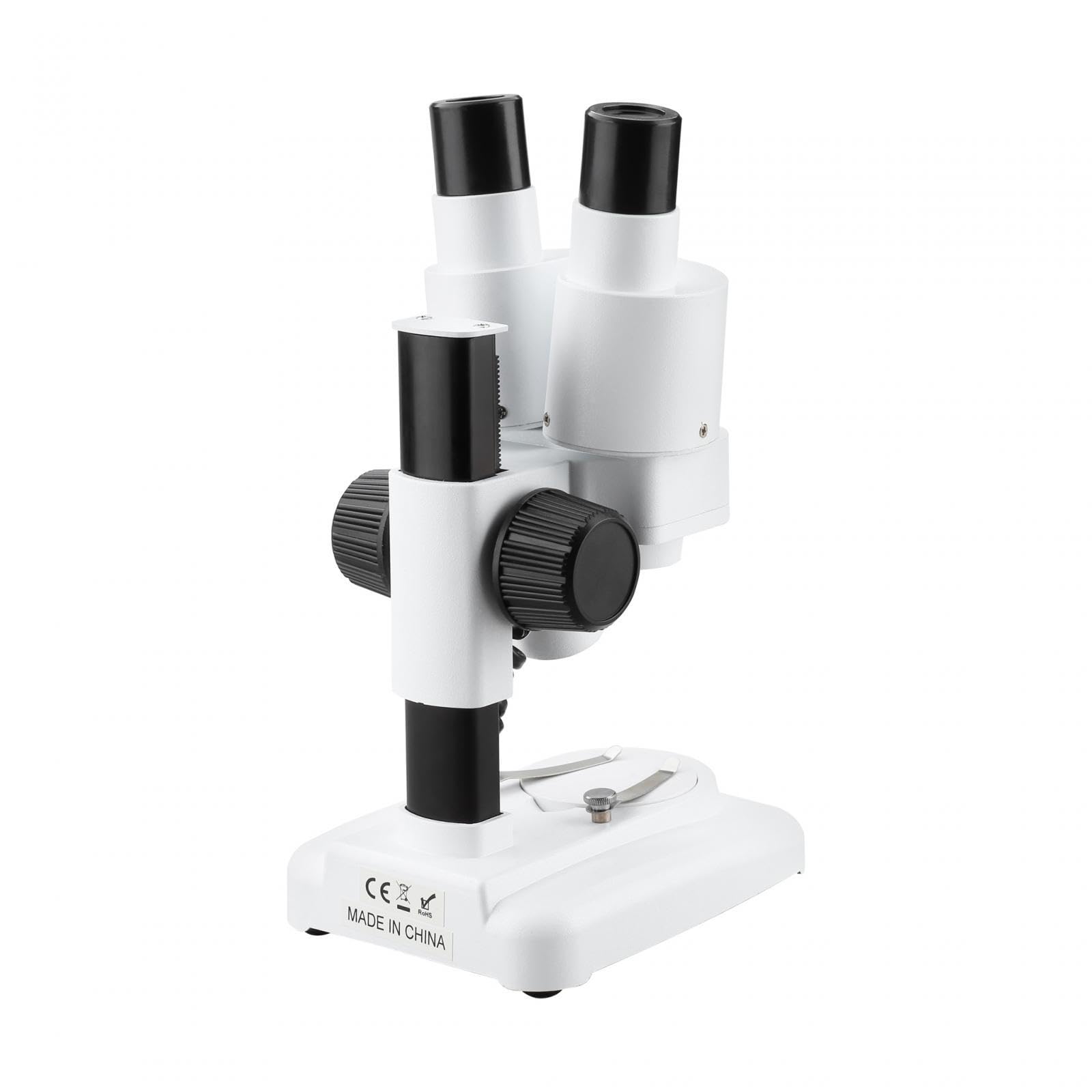 Stéréoscope Instrument Scientifique Binoculaire pour Observation de Spécimens Volumineux Éclairage Double Source Platine Contrastée Idéal pour Étudian, Blanc