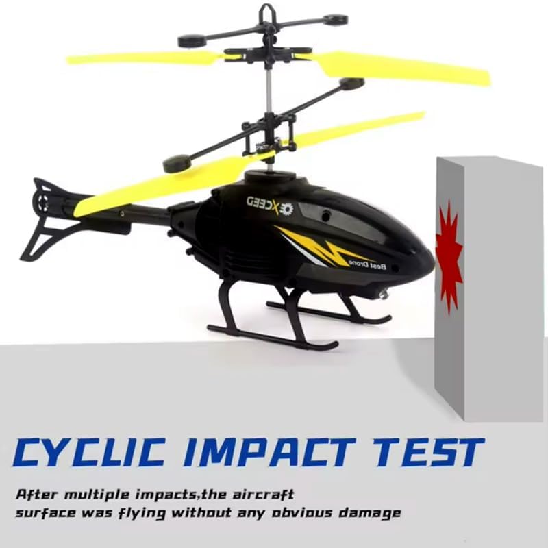 Image of Outdoor and Indoor Flying Helicopter with Hand Induction Watch | Electronic Radio RC Remote Control Toy | Charging Helicopter with 3D Light & Safety Sensor for Kids - Pack of 2