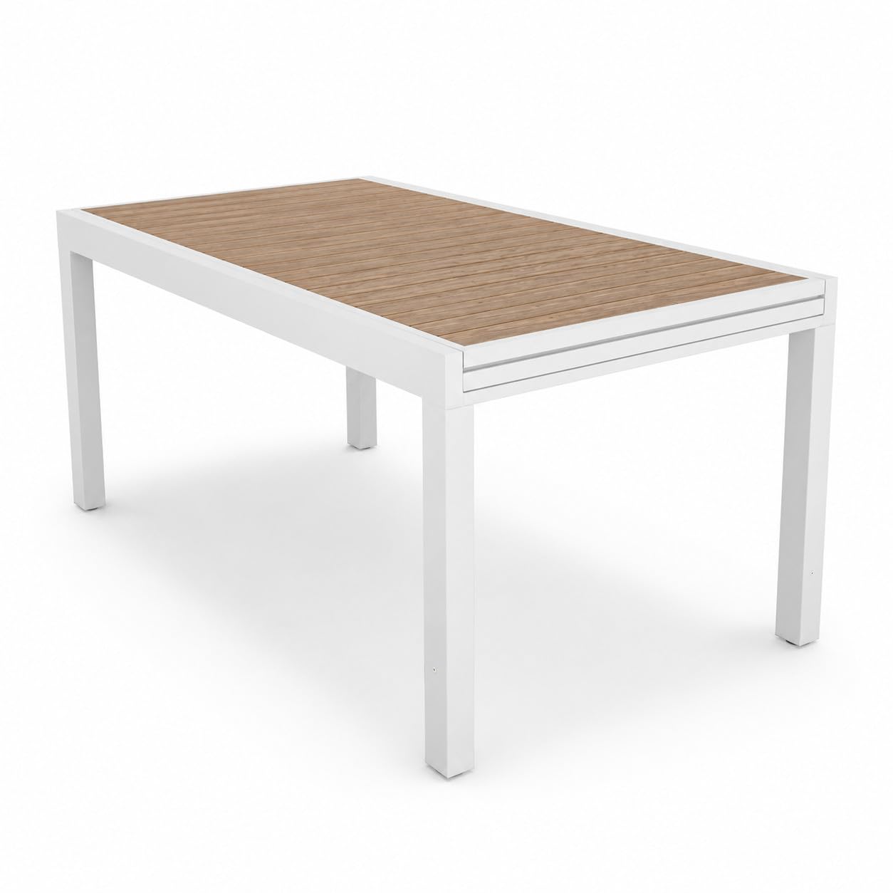 Tavolo USTICA Allungabile 135/270 cm Alluminio e Effetto Legno (Bianco)