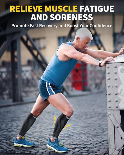 Image of CAMBIVO Calf Compression Sleeve 3 Pairs Footless Compression Socks Running