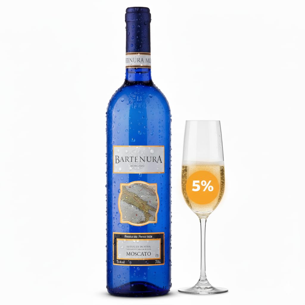 Bartenura Moscato | Sweet Sparkling White Wine in Iconic Blue Bottle | Light, Fruity & Refreshing Italian Moscato | Low Alcohol 5% | Perfect for Parties, Brunch, Desserts & Gifting