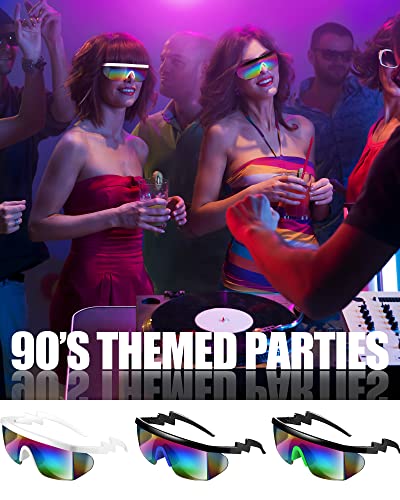 Image of Frienda 3 Pairs 80s Retro Sunglasses Semi Rimless Zigzag