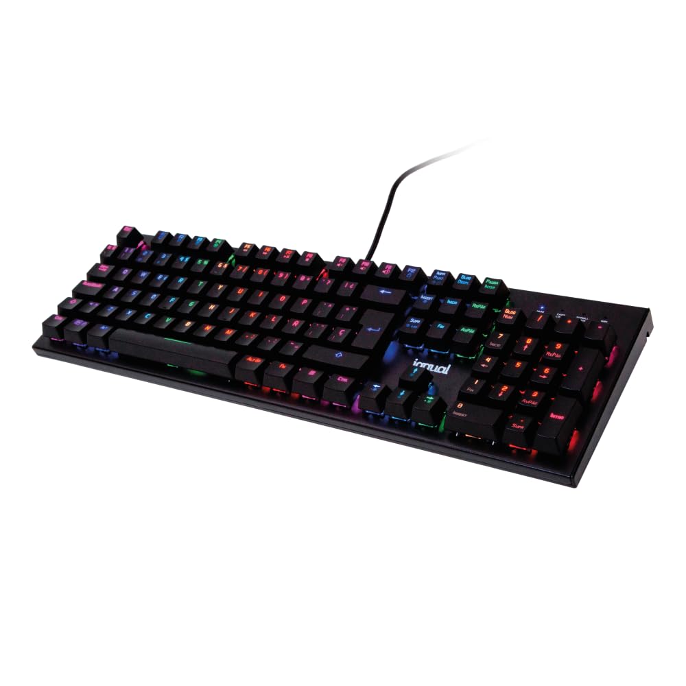iggual - Teclado Mecánico Obsidian RGB con Cable USB105 Teclas Teclado con IluminaciónLED RGB - Fácil Instalación - Color Negro - Medidas 44,2x13,6x3,7 cm