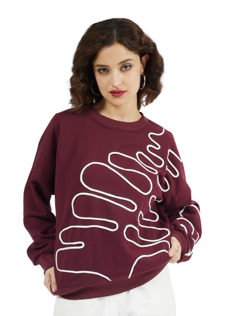 athena lifestyle Women and Girls Cotton Regular Long Sleeves Self Design Round Neck Ribbed Knitted Casual Sweatshirt-picture-26