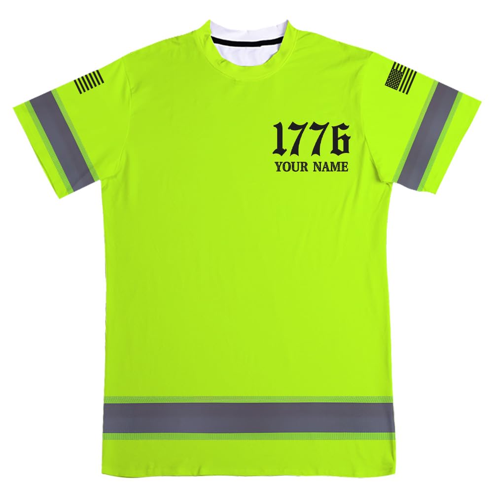 Maddly High Visibility Shirt, Custom America Flag Reflective Hi Vis Safety Hoodie for Men, Women, Outdoor Worker, Trucker